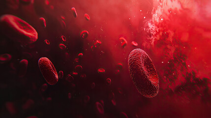 Wall Mural - Red Blood Cells in Vein with Depth of Field, Blood Vessel with Flowing Blood Cells in One Direction, Detailed and Anatomical Visualization, Scientific and Medical Concept, Realistic Circulatory System