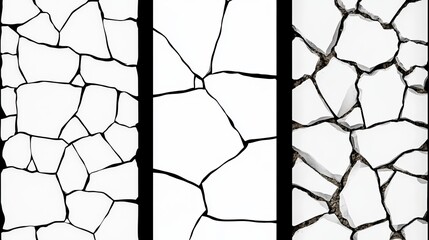 Poster - Cracked Stone Textures Three Variations of White