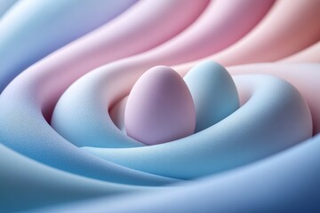 Aufkleber - Colorful pastel eggs nestled in soft swirls of texture create a serene spring atmosphere
