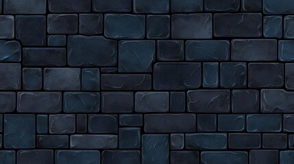 Poster - Dark Blue Stone Wall Texture Seamless Pattern