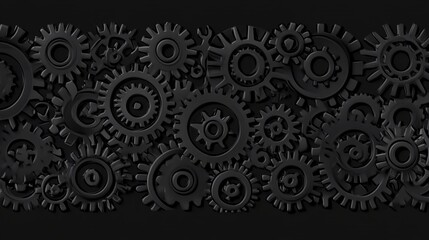 Poster - Dark Gear Pattern Interlocking Machine Cogs