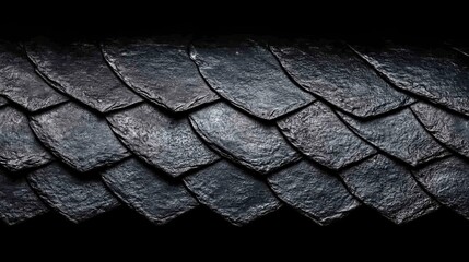 Poster - Dark Slate Roof Texture Scaled Pattern Detail