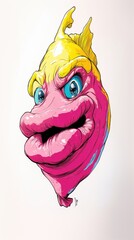 Wall Mural - A cartoonish blobfish character with exaggerated features and vibrant colors.