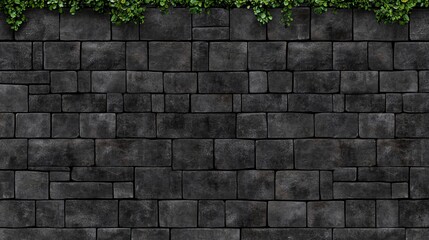 Poster - Dark Stone Wall with Lush Green Overgrowth