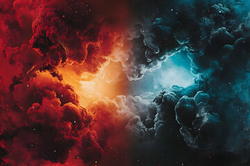 Wall Mural - abstract background fiery & icy clouds