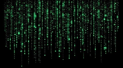 Poster - Digital Rain Green Matrix Code Stream Abstract Background
