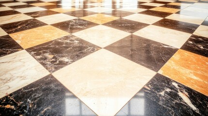 Poster - Elegant Checkerboard Marble Floor Design Interior