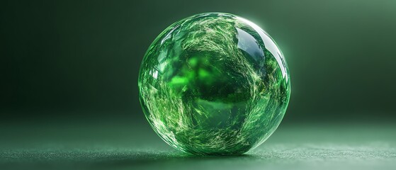 Aufkleber - Crystal green globe ball showcasing ecofriendly business practices, CSR, and environmental responsibility, set within a Generative AI environment