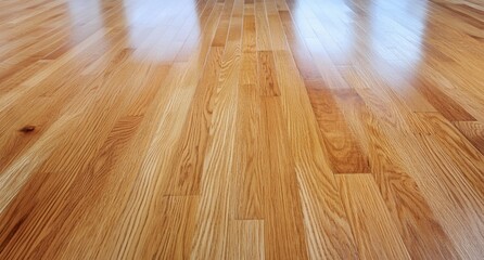 Poster - A close-up view of polished wooden flooring in a bright space.