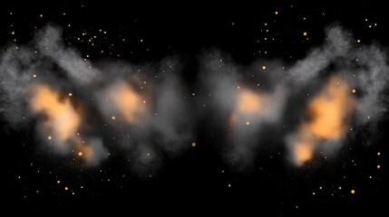 Poster - Fiery Explosions with Smoke and Sparks in Dark Space