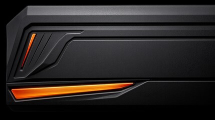 Poster - Futuristic Black Panel with Orange Glow Lights