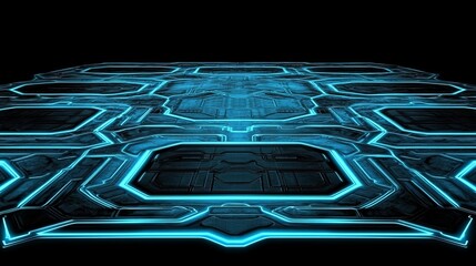 Poster - Futuristic Circuit Board Hexagon Grid Pattern