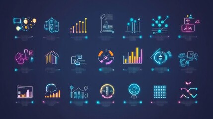 Poster - Futuristic Data Visualization Icons  Business Analytics Graphics