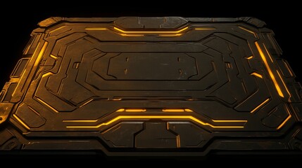 Poster - Futuristic Panel Glowing Orange Sci-Fi Interface
