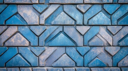 Poster - Geometric Blue Stone Wall Texture Background Design