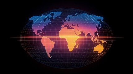 Poster - Global Network Data Visualization World Map