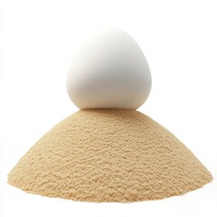 Poster - A smooth white egg placed atop a mound of fine sand, creating a striking contrast in textures and colors.