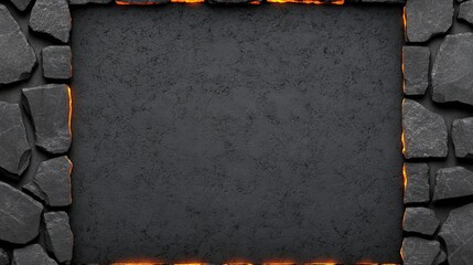 Poster - Glowing Stone Frame Dark Grey Background Texture