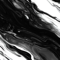Poster - Abstract black and white marbled texture with flowing patterns and deep contrasts.