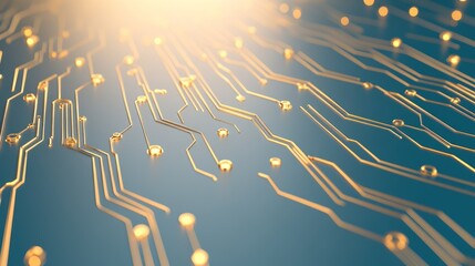 Poster - Golden Circuit Board Abstract Technology Design