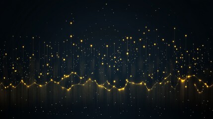 Poster - Golden Data Stream Abstract Technology Visualization