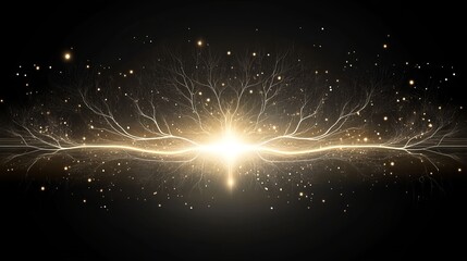 Wall Mural - golden energy burst celestial tree of light
