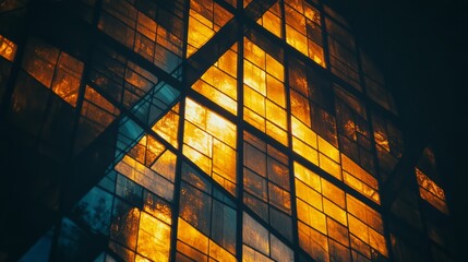 Poster - Golden Hour Glass Facade Building Design