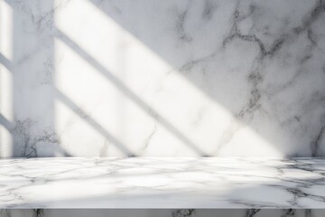 Wall Mural - Sunlight on white marble wall and surface.