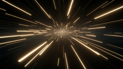 Poster - Golden Light Streaks Through Dark Space Tunnel