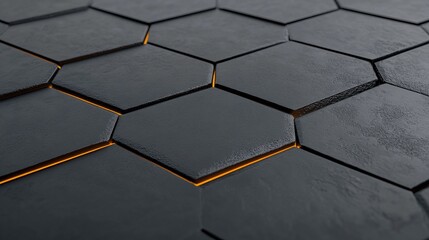 Poster - Illuminated Hexagon Grid Abstract Tech Surface