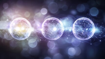 Poster - Interconnected Network Spheres Abstract Data Visualization