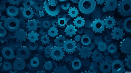 Poster - Interlocking Gears A Blue Mechanical System
