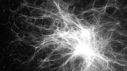 Poster - Intricate White Network on Black Background Abstract Art