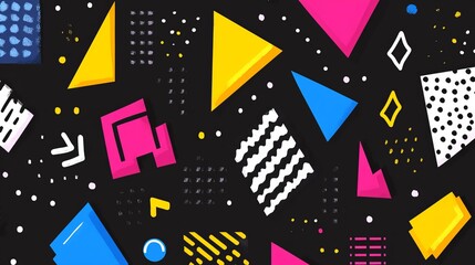 Poster - Memphis Style Geometric Abstract Art Design