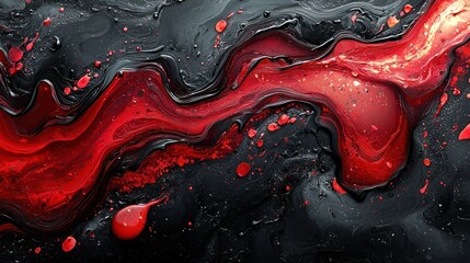Poster - Abstract swirling red and black paint design.