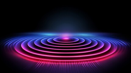 Poster - Neon Circular Light Trails Abstract Background