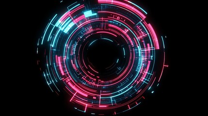 Poster - Neon Circular Tech HUD Interface Design