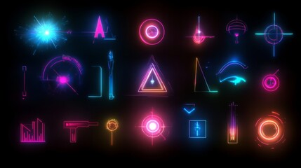 Poster - Neon Futuristic HUD Interface Elements Pack