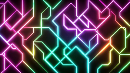 Poster - Neon Geometric Abstract Light Pattern Design