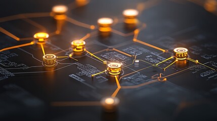 Poster - Network Data Visualization Glowing Nodes and Circuits