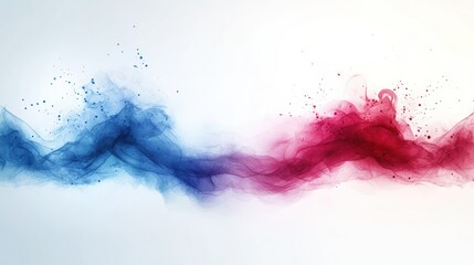 Poster - Abstract colorful smoke waves in blue and red tones.