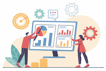 Poster - Ai generated business analytics overview insights data visualization digital workspace office environment