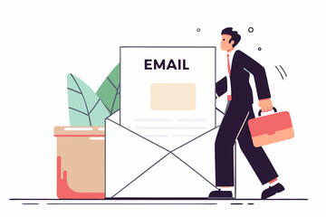 Poster - Ai generates business emails professional correspondence in a modern office environment