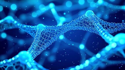 Poster - Dynamic blue DNA molecular structure animation, captivating motion graphics, showcasing intricate biological designs, vibrant visuals, ideal for tech-themed presentations and videos.