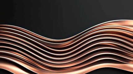 Poster - Bronze Wave Abstract Motion Background, features flowing bronze lines creating a dynamic and elegant corporate atmosphere, ideal for presentations or digital media.