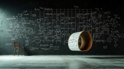 Poster - Dynamic animation of vibrant mathematical formulas swirling on a grid against a deep black backdrop, showcasing the beauty and complexity of mathematics in motion.