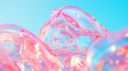 Poster - Psychedelic Iridescent Background, vibrant colors blending seamlessly, abstract transitions, shimmering glass reflections, ideal for creative projects and digital designs.