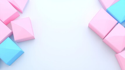 Poster - Pastel Pink and Blue Geometric Cube Arrangement