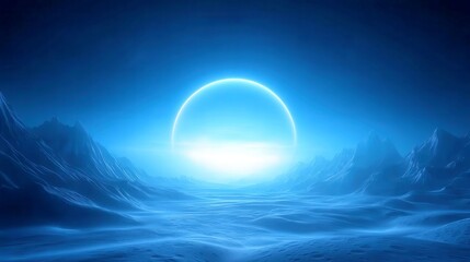 Poster - Cosmic Azure Realm, a captivating expanse of vibrant blue hues, evoking a sense of otherworldly dimensions and futuristic landscapes, inviting exploration and imagination.