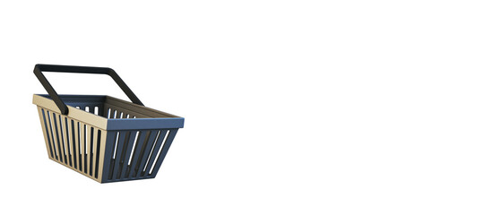 Poster - A shopping basket with a handle, displayed on a white background, perfect for design or layout elements, highlighting retail concepts. 3D Rendering.
